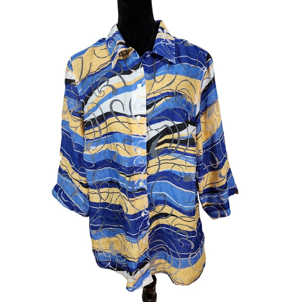 ALLISON DALEY II Size 20W Rayon Blend Semi Sheer Vacation Holiday Tunic Blouse